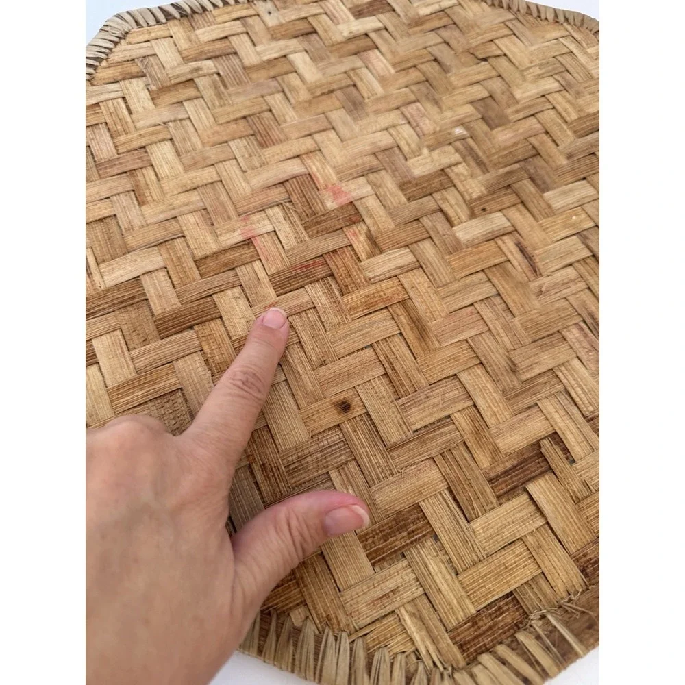 Vtg Boho Set of 3 Woven Hexagon 100% Abaca Placemats Phillipines 16